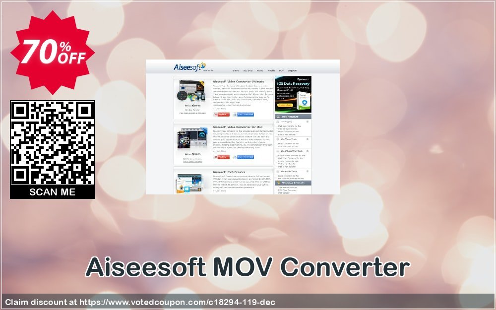 Aiseesoft MOV Converter Coupon, discount 40% Aiseesoft. Promotion: 40% Off for All Products of Aiseesoft