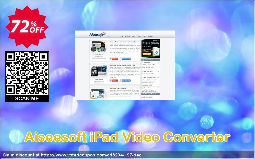 Aiseesoft iPad Video Converter Coupon, discount Aiseesoft iPad Video Converter wonderful promo code 2024. Promotion: 40% Off for All Products of Aiseesoft
