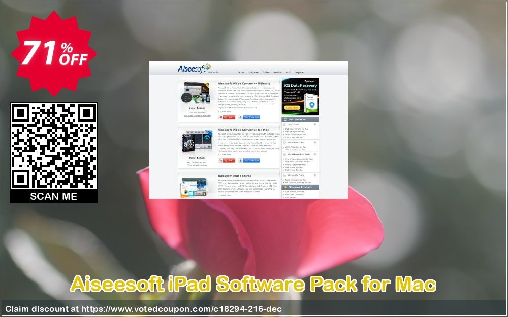 Aiseesoft iPad Software Pack for MAC Coupon, discount Aiseesoft iPad Software Pack for Mac best promo code 2024. Promotion: 40% Off for All Products of Aiseesoft
