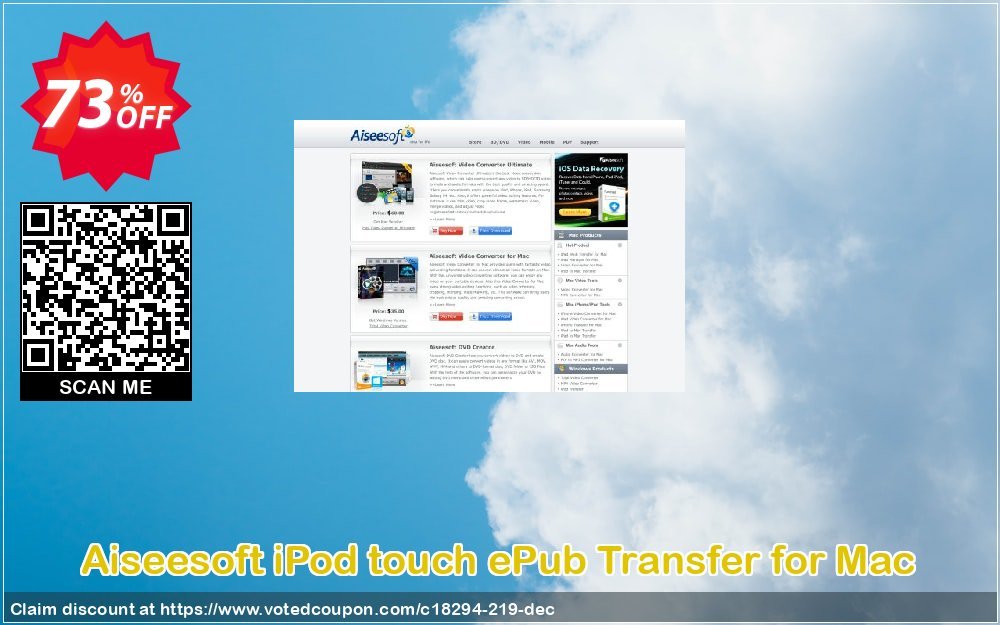 Aiseesoft iPod touch ePub Transfer for MAC Coupon, discount 40% Aiseesoft. Promotion: 