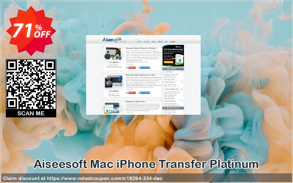 Aiseesoft MAC iPhone Transfer Platinum Coupon, discount 40% Aiseesoft. Promotion: 