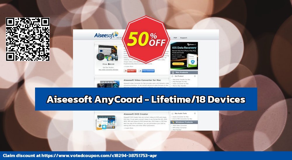 Aiseesoft AnyCoord - Lifetime/18 Devices Coupon Code May 2024, 51% OFF - VotedCoupon