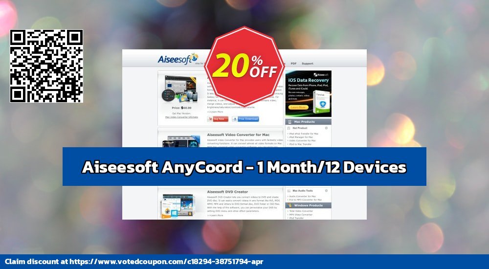 Aiseesoft AnyCoord - Monthly/12 Devices voted-on promotion codes