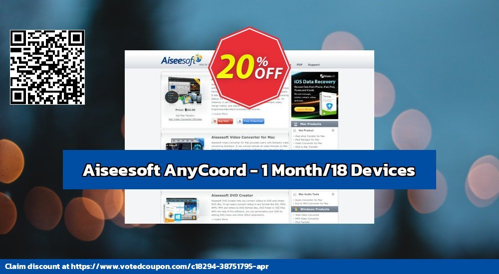 Aiseesoft AnyCoord - Monthly/18 Devices voted-on promotion codes