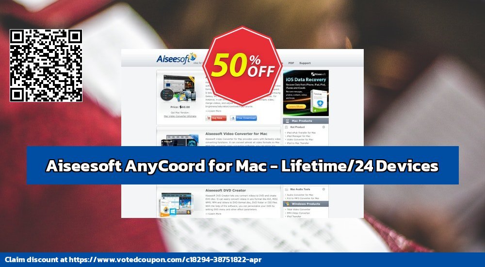 Aiseesoft AnyCoord for MAC - Lifetime/12 Devices voted-on promotion codes
