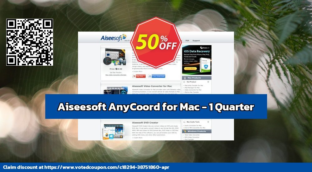 Aiseesoft AnyCoord for MAC - 1 Quarter voted-on promotion codes