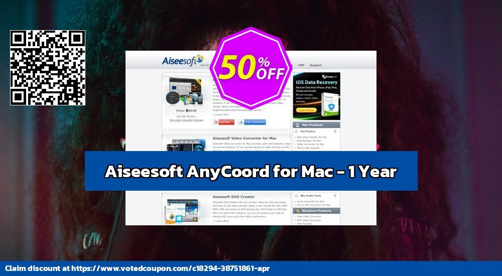 Aiseesoft AnyCoord for MAC - Yearly Coupon, discount Aiseesoft AnyCoord for Mac - 1 Year Amazing discount code 2024. Promotion: Amazing discount code of Aiseesoft AnyCoord for Mac - 1 Year 2024