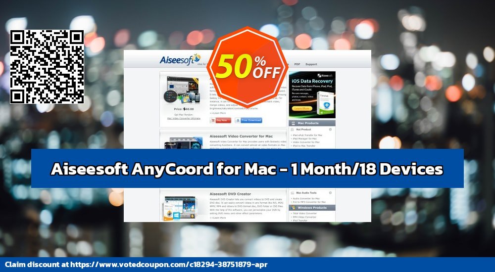 Aiseesoft AnyCoord for MAC - Monthly/18 Devices