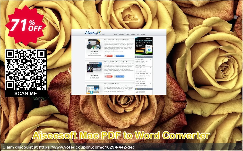 Aiseesoft MAC PDF to Word Converter Coupon, discount 40% Aiseesoft. Promotion: 40% Off for All Products of Aiseesoft