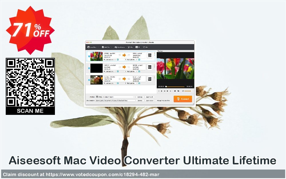 Aiseesoft MAC Video Converter Ultimate Lifetime Coupon, discount 50% Aiseesoft. Promotion: 50% Off for All Products of Aiseesoft