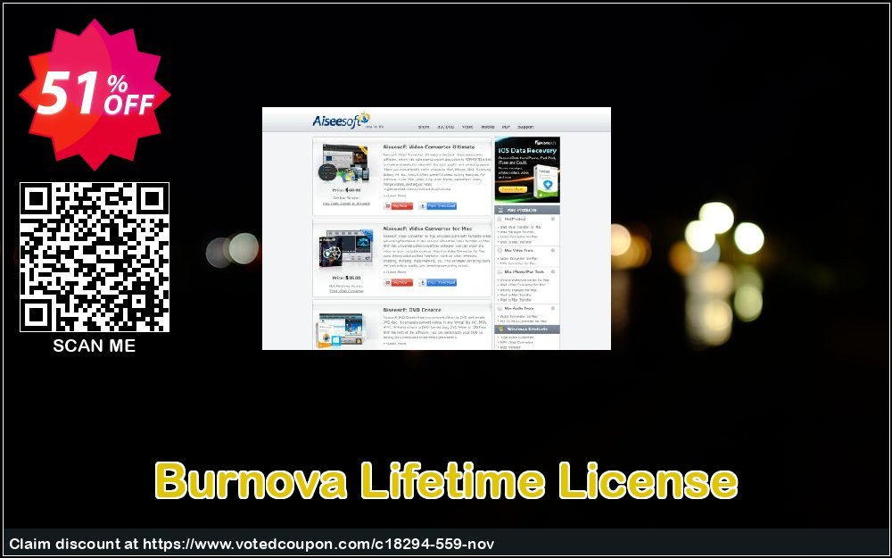 Burnova Lifetime Plan Coupon, discount Burnova special promo code 2023. Promotion: 40% Aiseesoft Coupon code for Burnova Lifetime license 