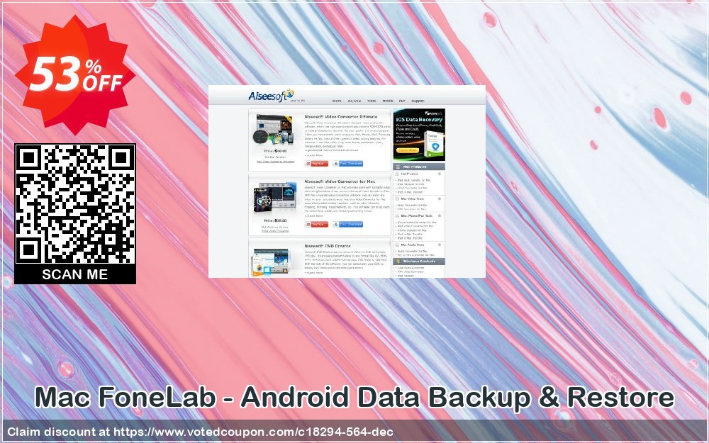 MAC FoneLab - Android Data Backup & Restore Coupon, discount 40% Aiseesoft. Promotion: 40% Aiseesoft Coupon code