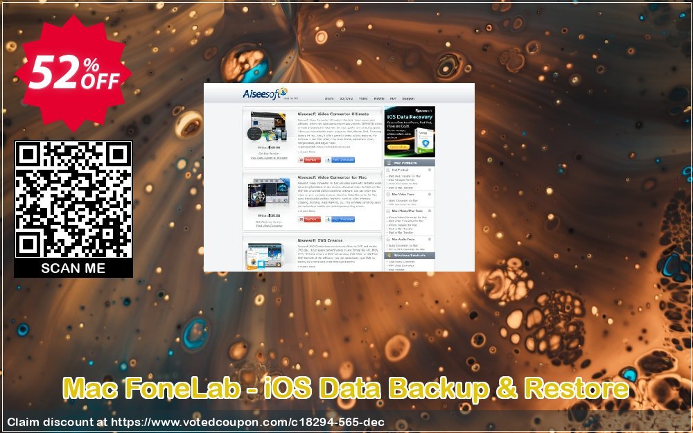 MAC FoneLab - iOS Data Backup & Restore Coupon, discount 40% Aiseesoft. Promotion: 40% Aiseesoft Coupon code