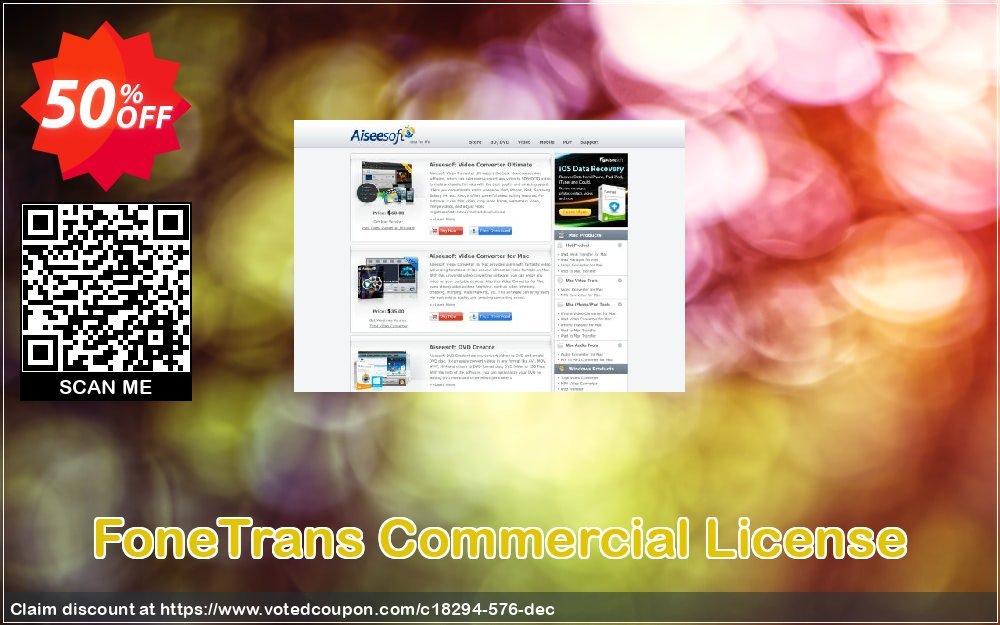 FoneTrans Commercial Plan Coupon, discount 40% Aiseesoft. Promotion: 40% Aiseesoft Coupon code
