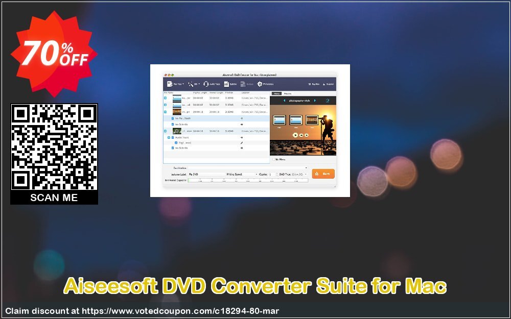 Aiseesoft DVD Converter Suite for MAC Coupon, discount 40% Aiseesoft. Promotion: 