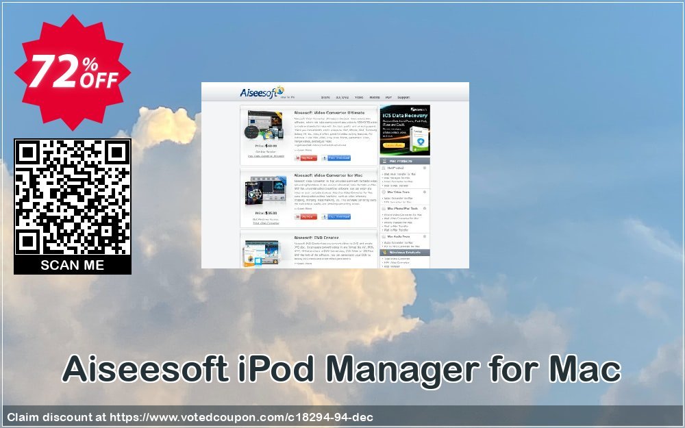 Aiseesoft iPod Manager for MAC Coupon, discount 40% Aiseesoft. Promotion: 40% Off for All Products of Aiseesoft