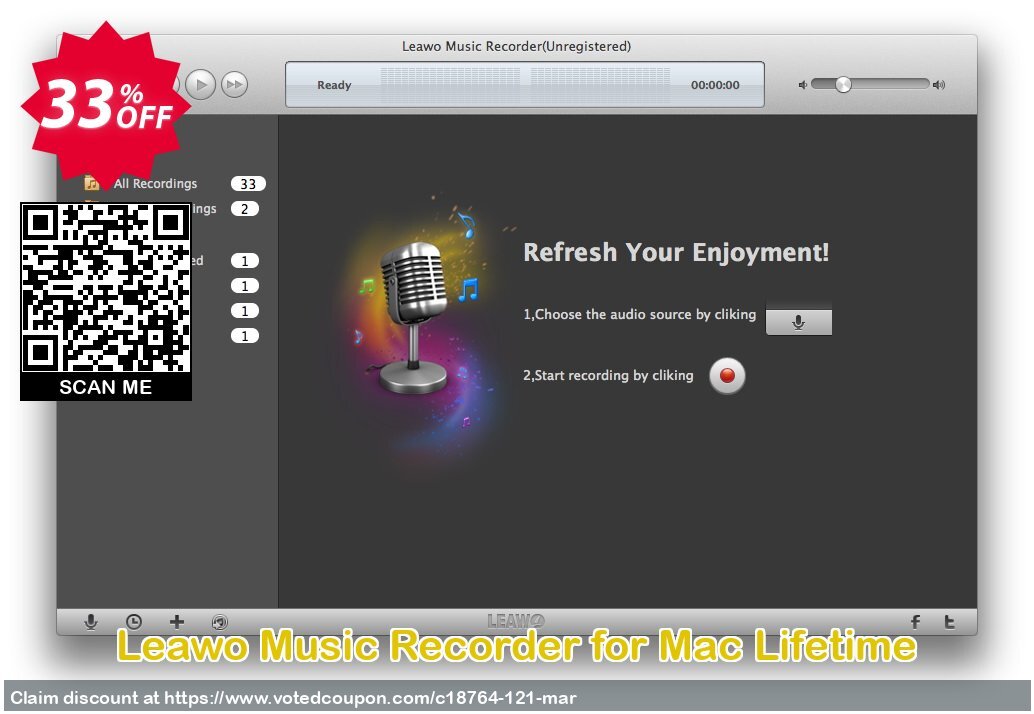 Leawo Music Recorder for MAC Lifetime Coupon, discount Leawo coupon (18764). Promotion: Leawo discount