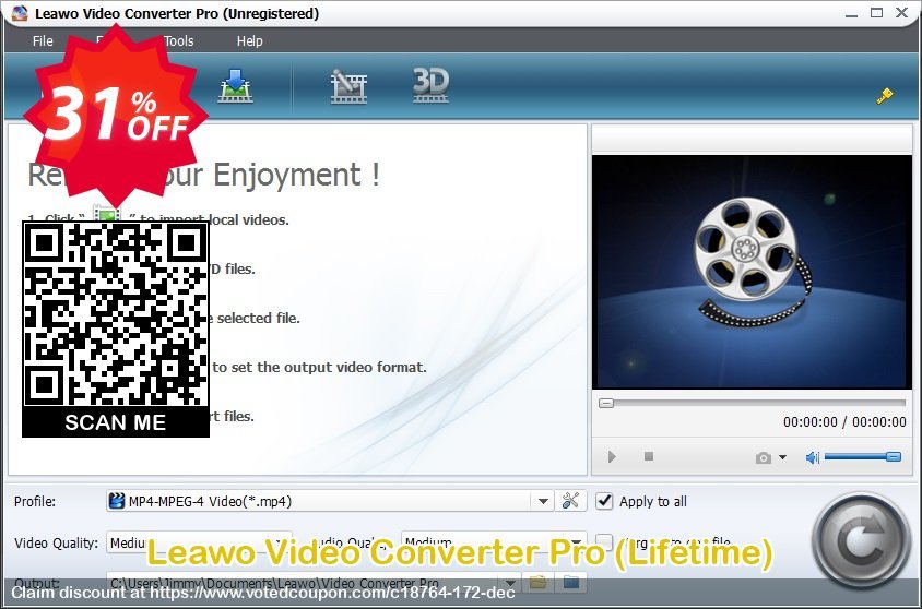 Leawo Video Converter Pro, Lifetime  Coupon, discount Leawo coupon (18764). Promotion: Leawo discount