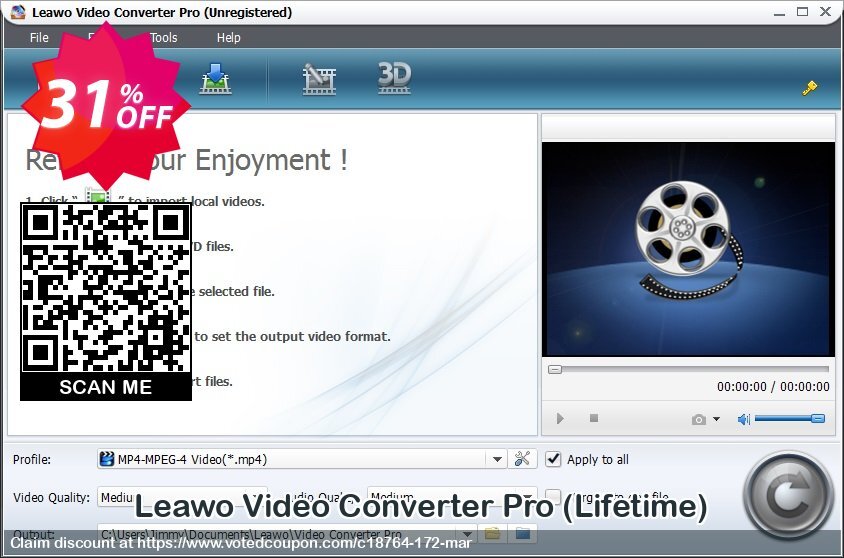 Leawo Video Converter Pro, Lifetime  Coupon, discount Leawo coupon (18764). Promotion: Leawo discount