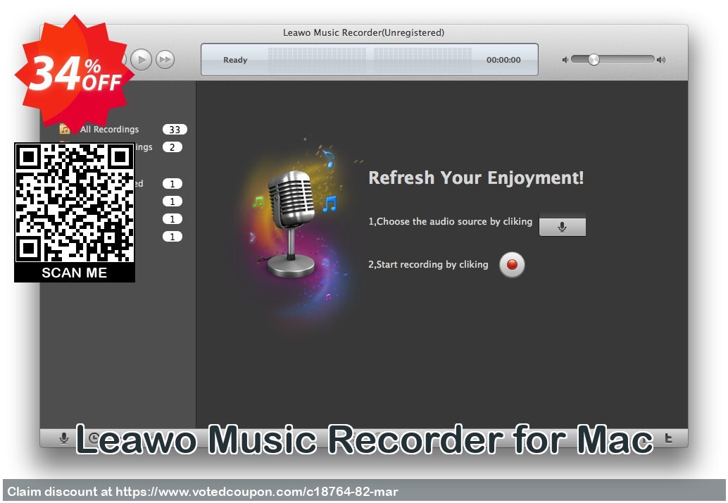 Leawo Music Recorder for MAC Coupon Code May 2024, 34% OFF - VotedCoupon