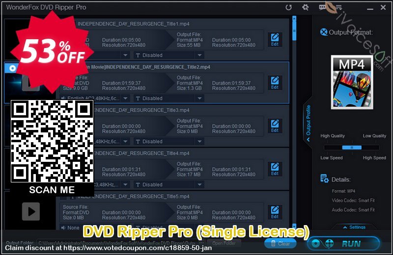 DVD Ripper Pro, Single Plan  Coupon, discount 50% OFF DVD Ripper Pro (Single License), verified. Promotion: Exclusive promotions code of DVD Ripper Pro (Single License), tested & approved