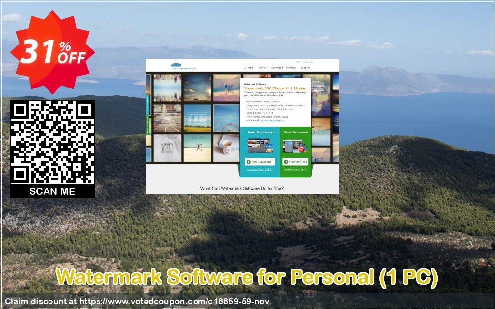 Watermark Software for Personal, 1 PC  Coupon, discount AoaoPhoto Video Watermark (18859) discount. Promotion: Aoao coupon codes discount