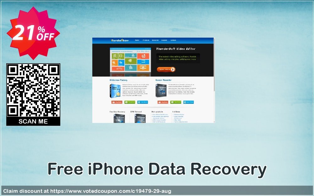 Free iPhone Data Recovery Coupon, discount ThunderSoft Coupon (19479). Promotion: Discount from ThunderSoft (19479)