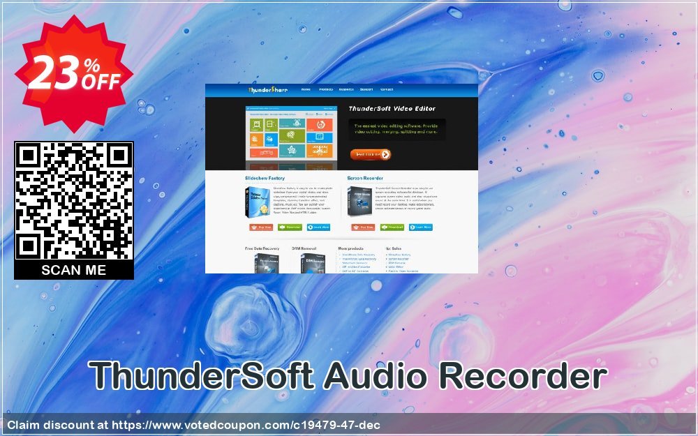ThunderSoft Audio Recorder Coupon, discount ThunderSoft Coupon (19479). Promotion: Discount from ThunderSoft (19479)