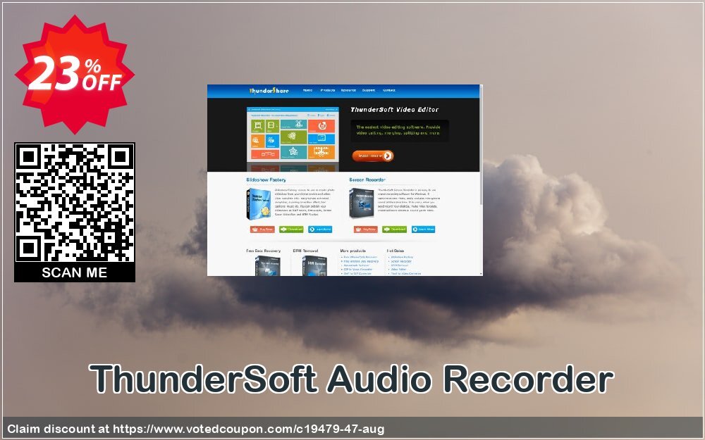 ThunderSoft Audio Recorder Coupon, discount ThunderSoft Coupon (19479). Promotion: Discount from ThunderSoft (19479)