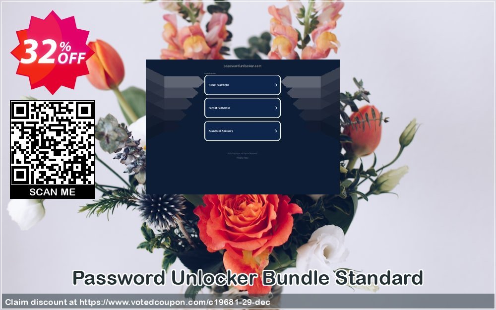 Password Unlocker Bundle Standard Coupon, discount Password Unlocker Bundle Standard. Promotion: 12-in-One password recovery tool to reset Windows local password with CD/DVD and recover passwords for archives (RAR/ZIP), files (Word/Excel/PPT/PDF
