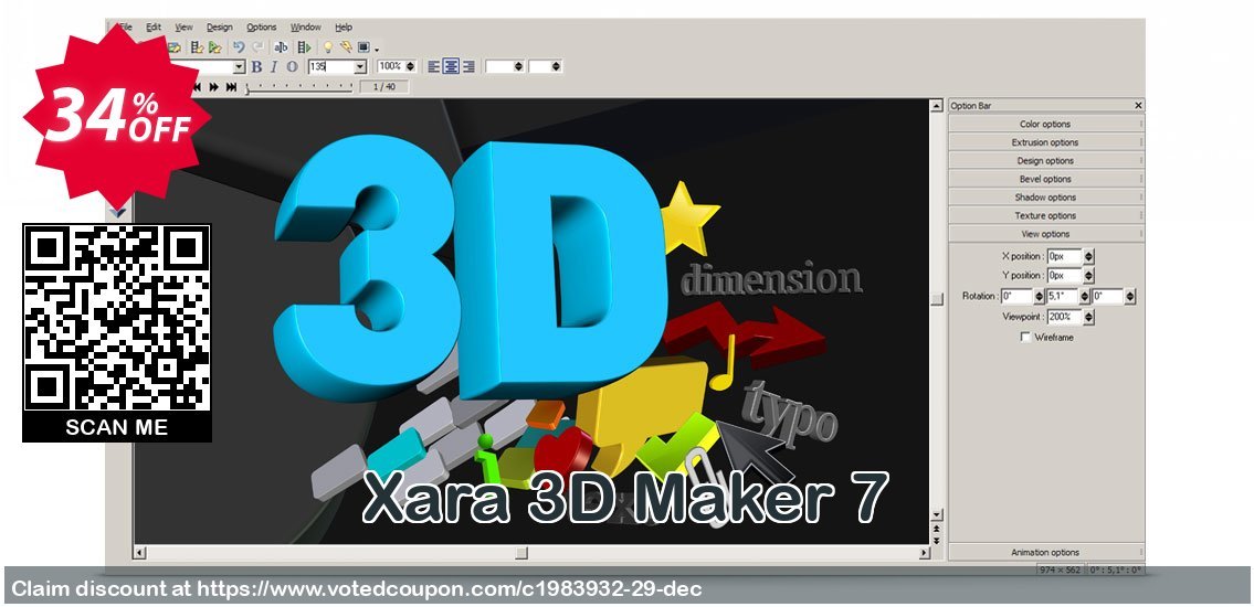 Xara 3D Maker 7 Coupon, discount 20% OFF Xara 3D Maker 7 2023. Promotion: Special promo code of Xara 3D Maker 7, tested in {{MONTH}}