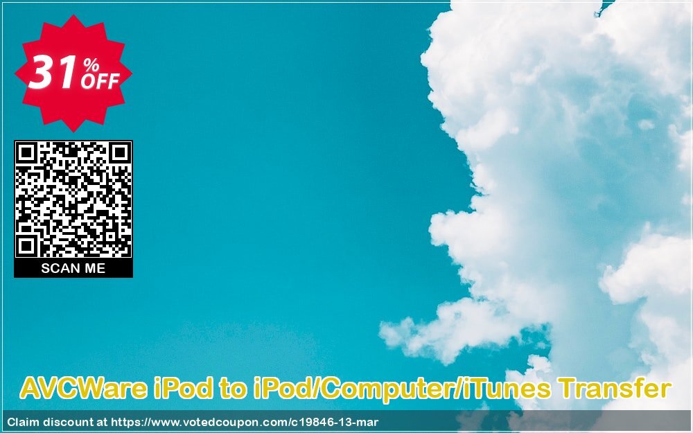 AVCWare iPod to iPod/Computer/iTunes Transfer Coupon, discount AVCWare coupon (19846). Promotion: AVCWare coupon discount codes