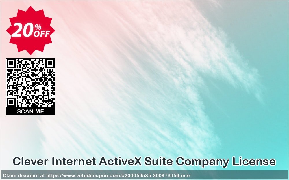 Clever Internet ActiveX Suite Company Plan Coupon, discount 20% OFF Clever Internet ActiveX Suite Company License, verified. Promotion: Staggering discount code of Clever Internet ActiveX Suite Company License, tested & approved