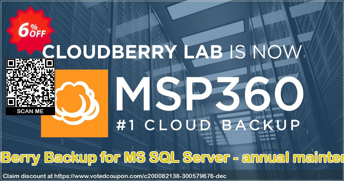 CloudBerry Backup for MS SQL Server - annual maintenance Coupon, discount Coupon code CloudBerry Backup for MS SQL Server - annual maintenance. Promotion: CloudBerry Backup for MS SQL Server - annual maintenance offer from BitRecover