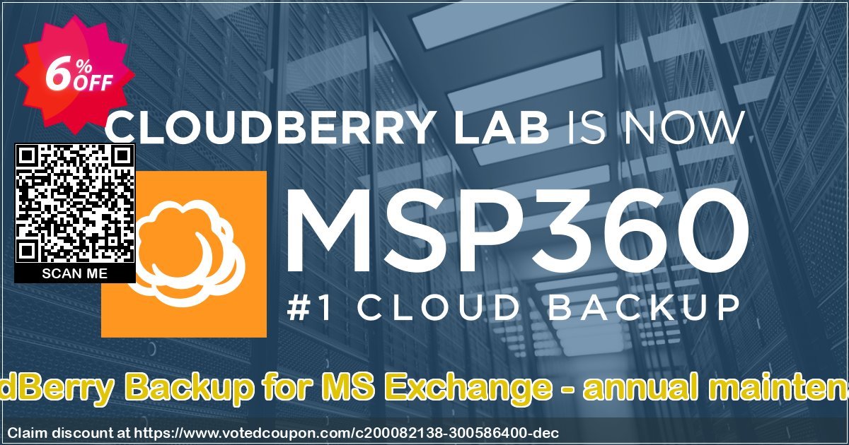 CloudBerry Backup for MS Exchange - annual maintenance Coupon, discount Coupon code CloudBerry Backup for MS Exchange - annual maintenance. Promotion: CloudBerry Backup for MS Exchange - annual maintenance offer from BitRecover
