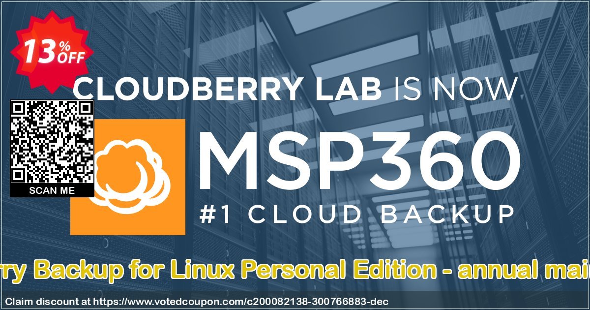 CloudBerry Backup for Linux Personal Edition - annual maintenance Coupon, discount Coupon code CloudBerry Backup for Linux Personal Edition - annual maintenance. Promotion: CloudBerry Backup for Linux Personal Edition - annual maintenance offer from BitRecover
