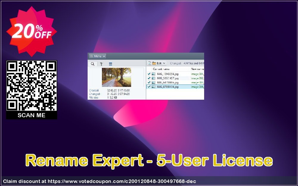 Rename Expert - 5-User Plan Coupon, discount Coupon code Rename Expert - 5-User License. Promotion: Rename Expert - 5-User License offer from Gillmeister Software