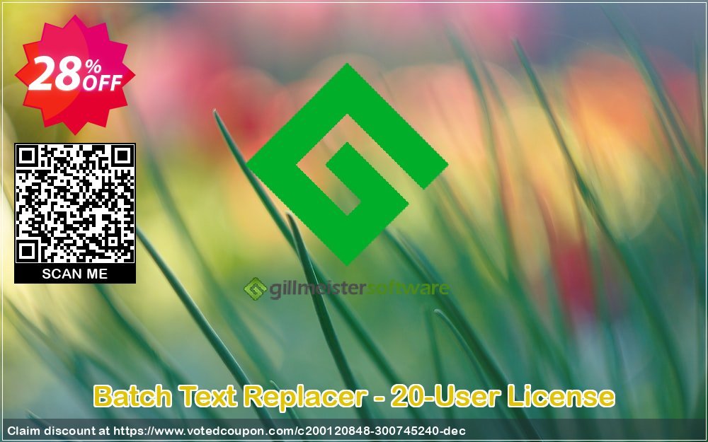 Batch Text Replacer - 20-User Plan Coupon, discount Coupon code Batch Text Replacer - 20-User License. Promotion: Batch Text Replacer - 20-User License offer from Gillmeister Software