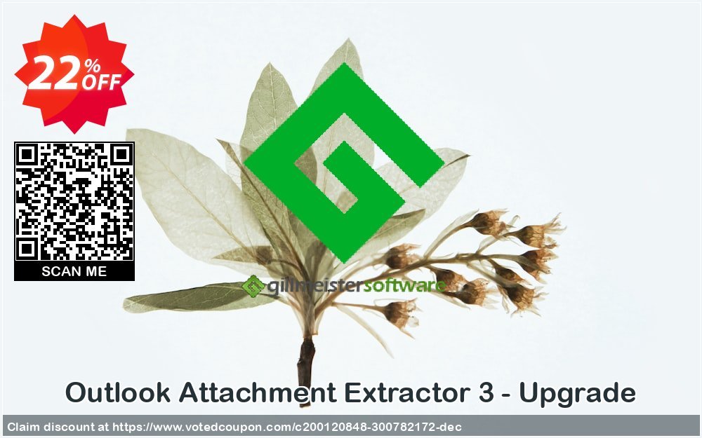 Outlook Attachment Extractor 3 - Upgrade Coupon, discount Coupon code Outlook Attachment Extractor 3 - Upgrade. Promotion: Outlook Attachment Extractor 3 - Upgrade offer from Gillmeister Software