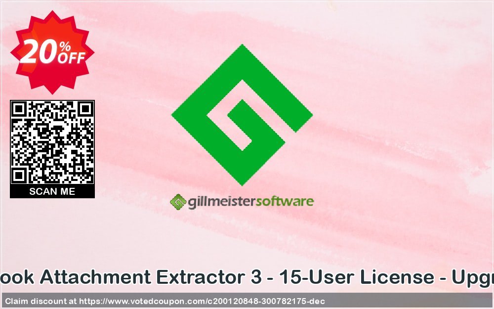 Outlook Attachment Extractor 3 - 15-User Plan - Upgrade Coupon, discount Coupon code Outlook Attachment Extractor 3 - 15-User License - Upgrade. Promotion: Outlook Attachment Extractor 3 - 15-User License - Upgrade offer from Gillmeister Software