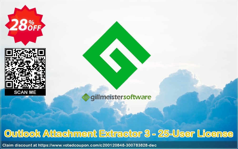 Outlook Attachment Extractor 3 - 25-User Plan Coupon, discount Coupon code Outlook Attachment Extractor 3 - 25-User License. Promotion: Outlook Attachment Extractor 3 - 25-User License offer from Gillmeister Software
