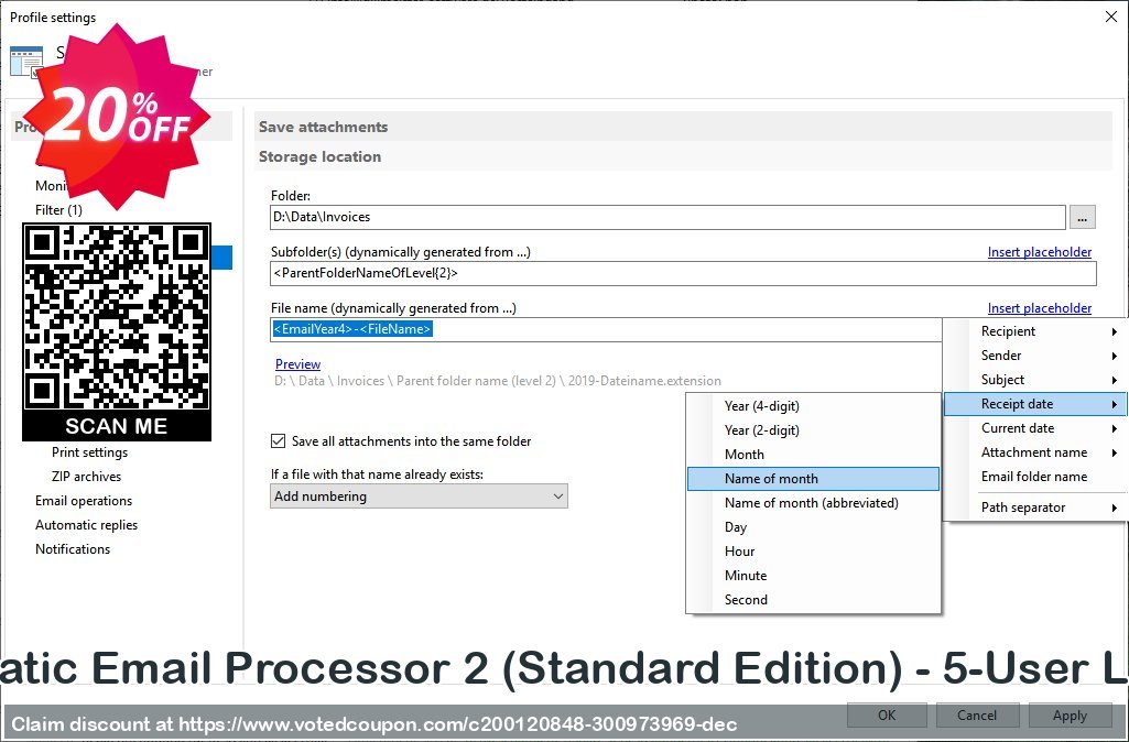 Automatic Email Processor 2, Standard Edition - 5-User Plan Coupon, discount Coupon code Automatic Email Processor 2 (Standard Edition) - 5-User License. Promotion: Automatic Email Processor 2 (Standard Edition) - 5-User License offer from Gillmeister Software