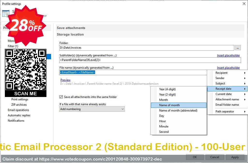 Automatic Email Processor 2, Standard Edition - 100-User Plan Coupon, discount Coupon code Automatic Email Processor 2 (Standard Edition) - 100-User License. Promotion: Automatic Email Processor 2 (Standard Edition) - 100-User License offer from Gillmeister Software