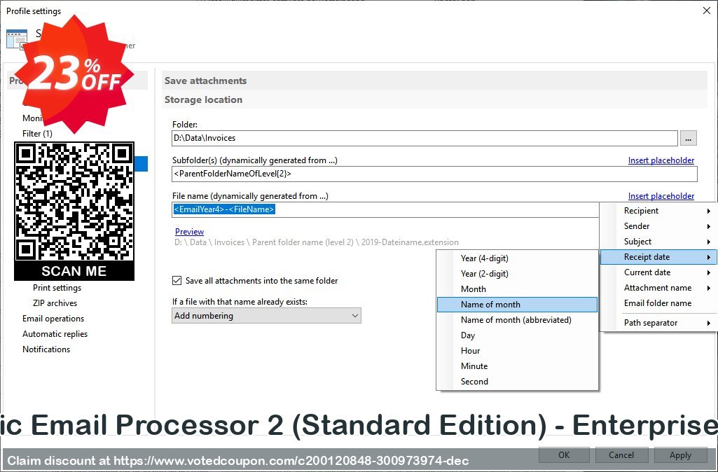 Automatic Email Processor 2, Standard Edition - Enterprise Plan Coupon, discount Coupon code Automatic Email Processor 2 (Standard Edition) - Enterprise License. Promotion: Automatic Email Processor 2 (Standard Edition) - Enterprise License offer from Gillmeister Software