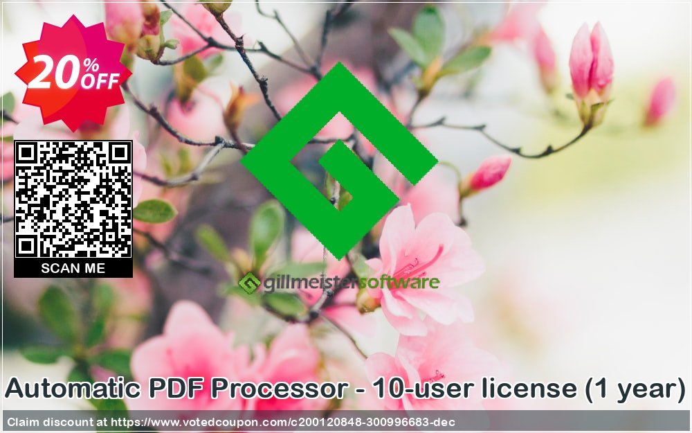 Automatic PDF Processor - 10-user Plan, Yearly  Coupon, discount Coupon code Automatic PDF Processor - 10-user license (1 year). Promotion: Automatic PDF Processor - 10-user license (1 year) offer from Gillmeister Software