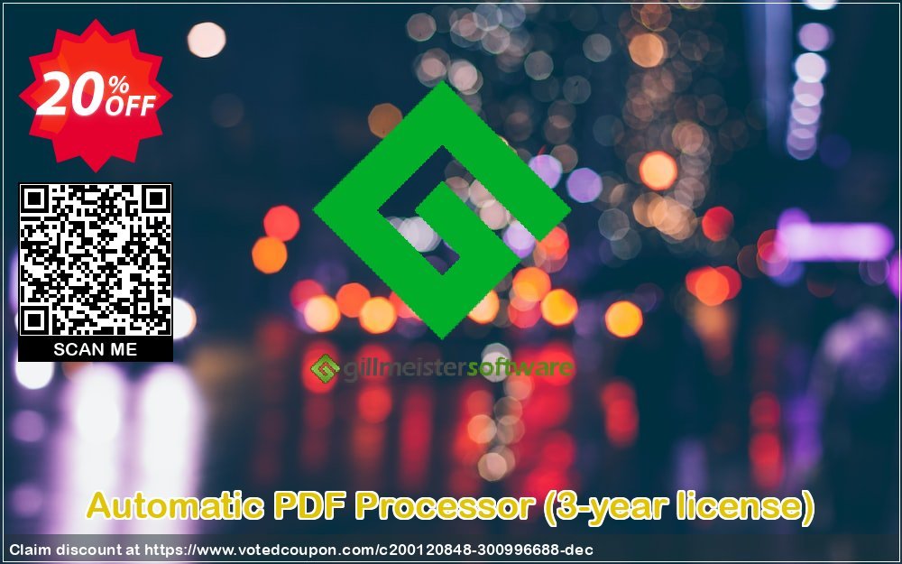 Automatic PDF Processor, 3-year Plan  Coupon, discount Coupon code Automatic PDF Processor (3-year license). Promotion: Automatic PDF Processor (3-year license) offer from Gillmeister Software