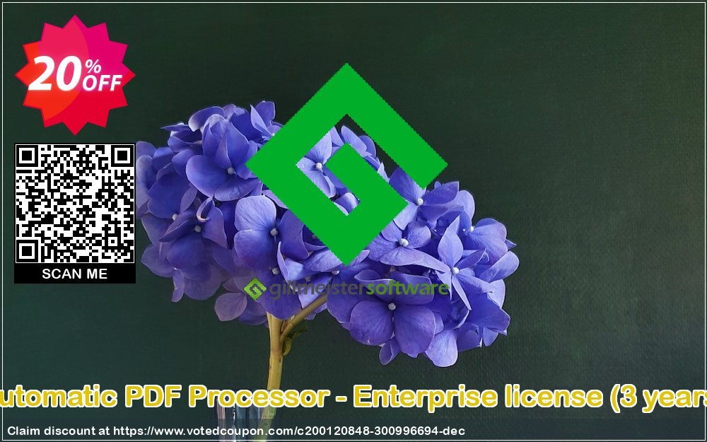 Automatic PDF Processor - Enterprise Plan, 3 years  Coupon, discount Coupon code Automatic PDF Processor - Enterprise license (3 years). Promotion: Automatic PDF Processor - Enterprise license (3 years) offer from Gillmeister Software