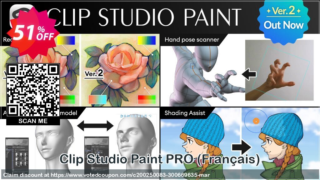 Clip Studio Paint PRO, Français  Coupon Code May 2024, 51% OFF - VotedCoupon