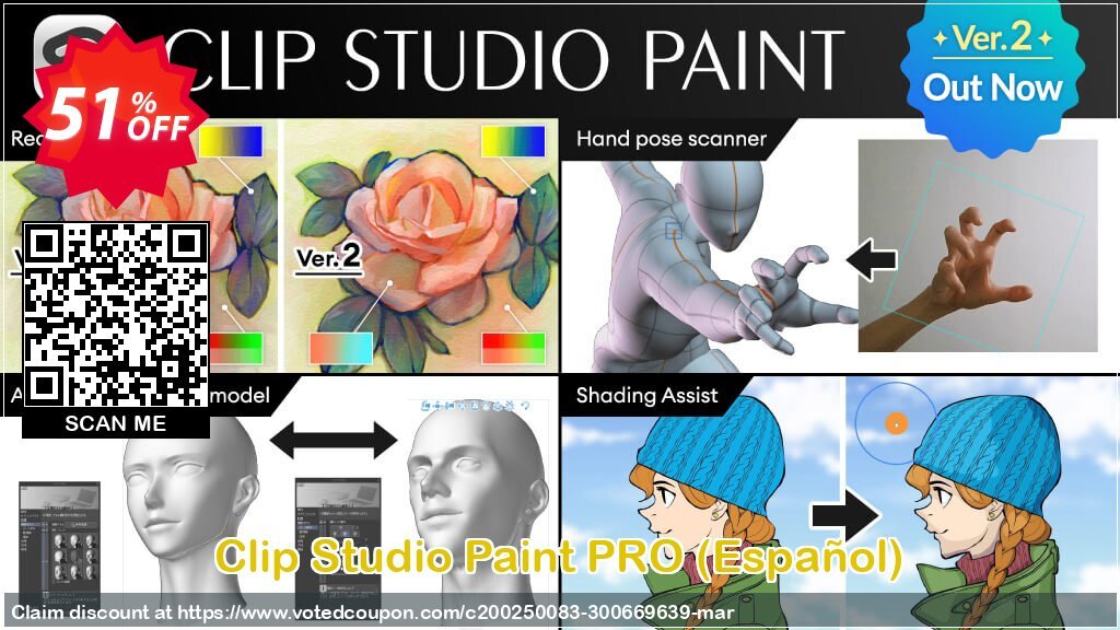 Clip Studio Paint PRO, Español  Coupon Code Apr 2024, 51% OFF - VotedCoupon