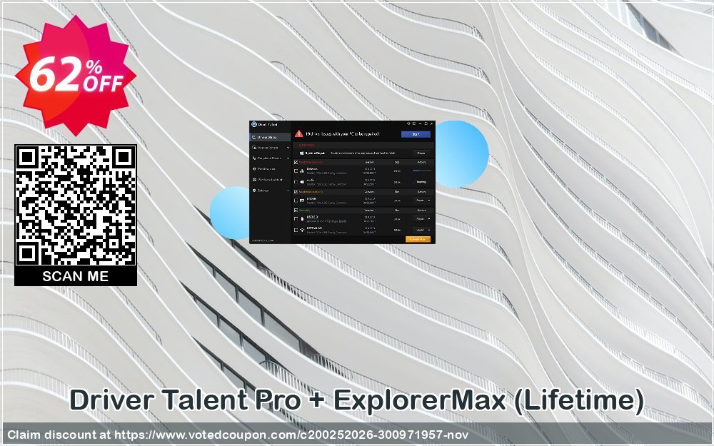 Driver Talent Pro + ExplorerMax, Lifetime  Coupon, discount 61% OFF Driver Talent Pro + ExplorerMax (Lifetime), verified. Promotion: Big sales code of Driver Talent Pro + ExplorerMax (Lifetime), tested & approved
